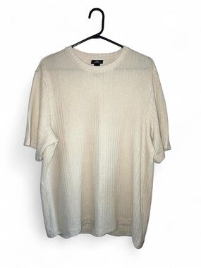 H&M Cream Short Sleeve Ribbed Knit Tee